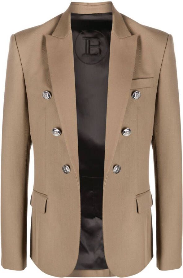 Balmain Blazer met enkele rij knopen Groen