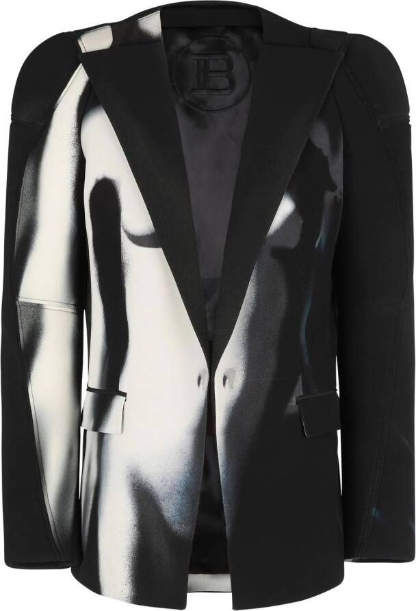 Balmain Blazer met grafische print Zwart