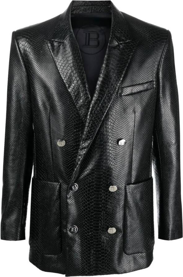 Balmain Blazer met slangenprint Zwart