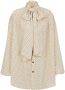 Balmain Geometrisch Print Zijden Blouse met Strik Beige Dames - Thumbnail 1