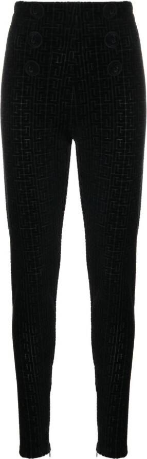 Balmain Broek met monogram patroon Zwart