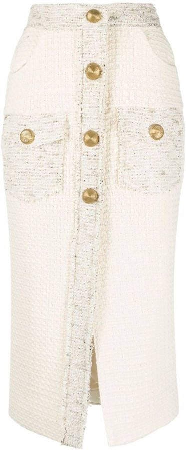 Balmain Tweed kokerrok Beige