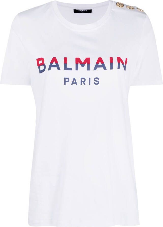Balmain T-shirt verfraaid met knoop Wit