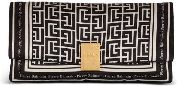 Balmain 1945 Soft monogrammed scarf clutch Black Dames