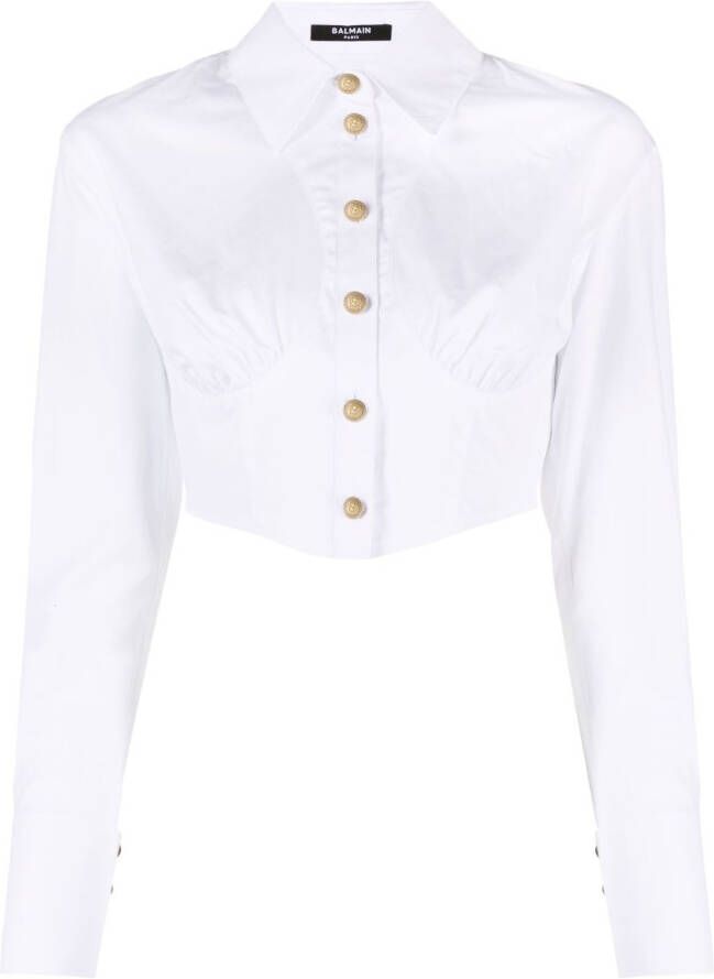 Balmain Cropped blouse Wit