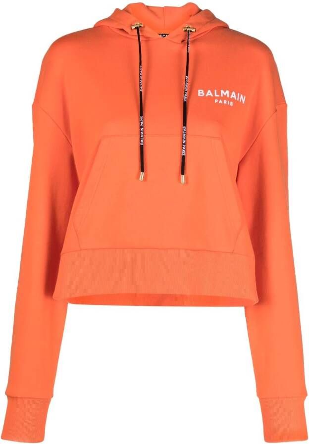 Balmain Cropped hoodie Oranje