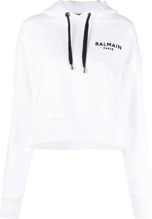 Balmain Cropped hoodie Wit