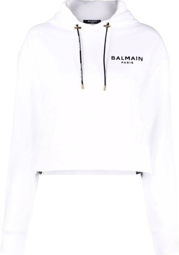 Balmain Cropped hoodie Wit