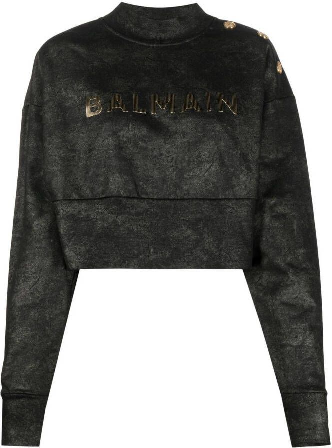 Balmain Cropped sweater Zwart