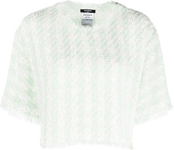 Balmain Cropped T-shirt Groen