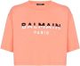 Balmain Flocked Paris cropped T-shirt Kort Paris T-shirt met flockprint Pink White Dames - Thumbnail 2