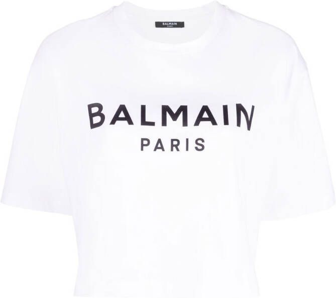 Balmain Cropped T-shirt Wit