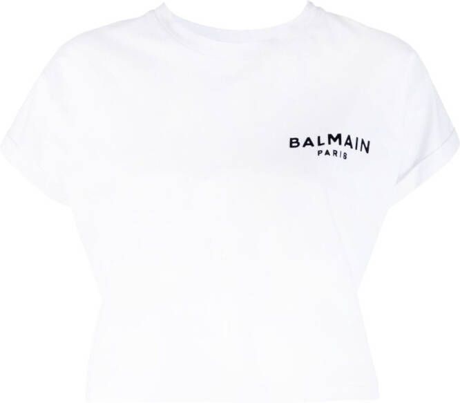 Balmain Cropped T-shirt Wit