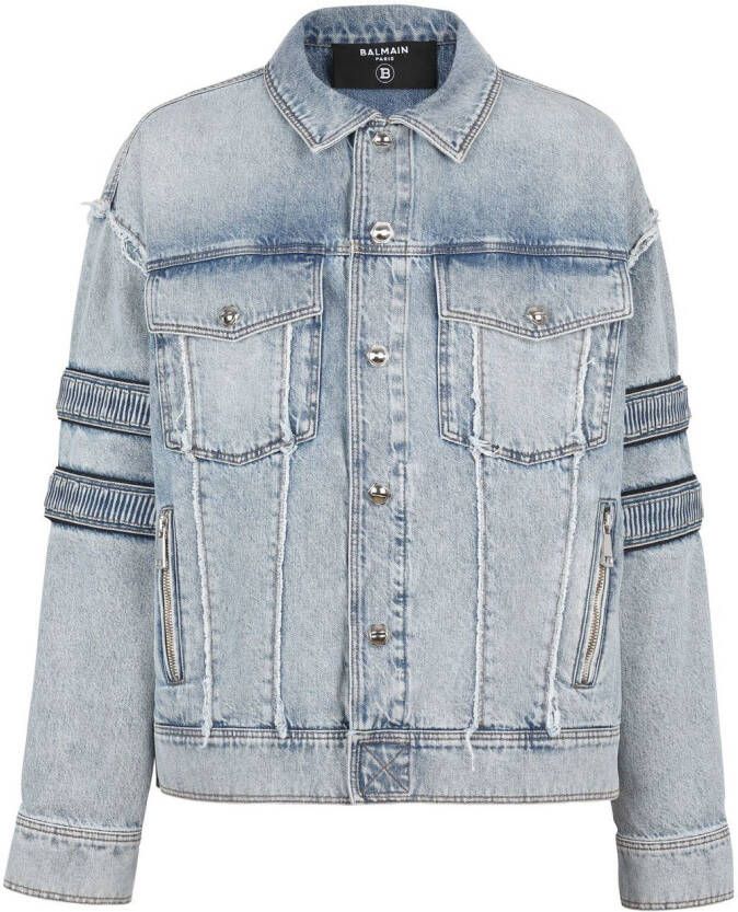 Balmain Spijkerjas met klittenbandstrepen Blauw Heren