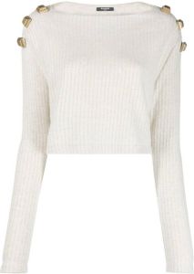 Balmain embellished ribbed sweater Beige