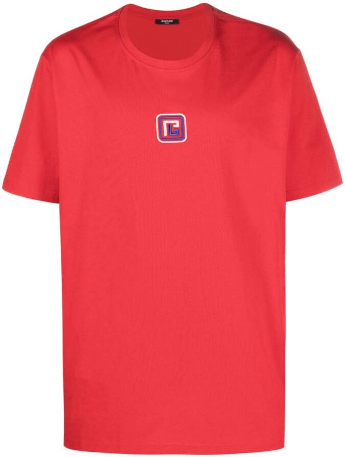Balmain T-shirt met borduurwerk Rood