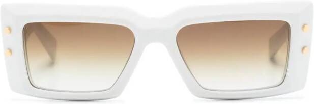 Balmain Eyewear Zonnebril met rechthoekig montuur Wit