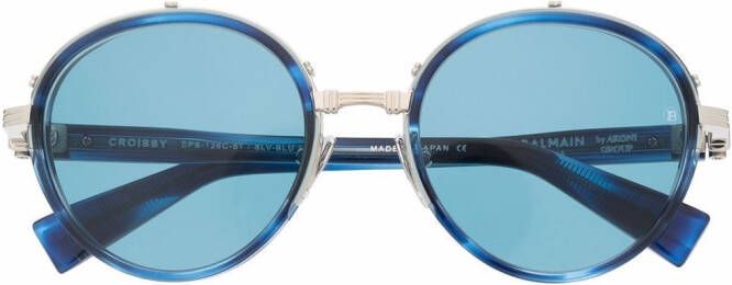 Balmain Eyewear Zonnebril met gegraveerd logo Blauw