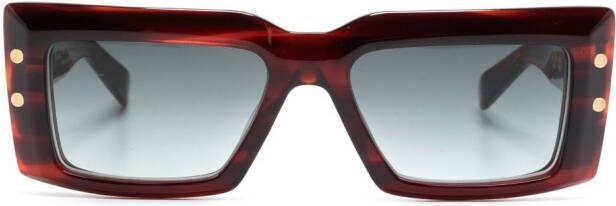 Balmain Eyewear Zonnebril met rechthoekig montuur Bruin