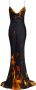 Balmain Lange satijnen jurk met print Fire Orange Dames - Thumbnail 1