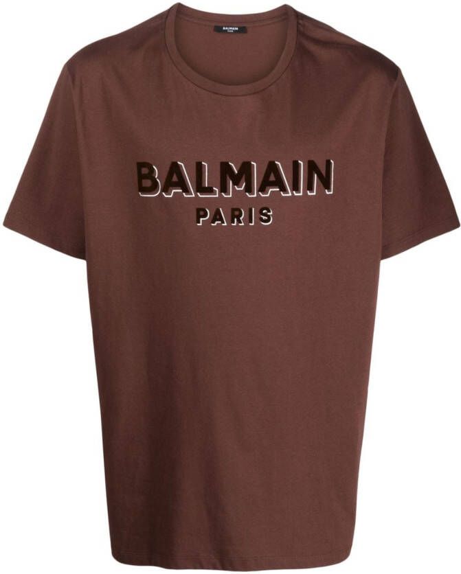 Balmain T-shirt met logo Bruin