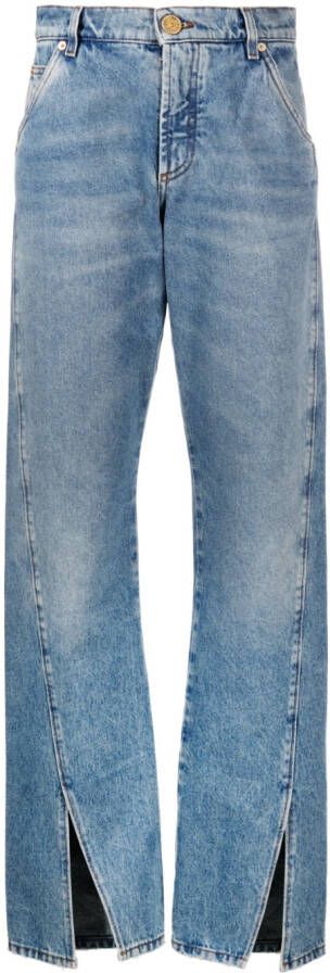 Balmain Hoge Taille Gescheurde Jeans Blauw Dames