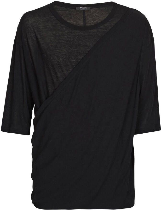 Balmain Gedrapeerd jersey T-shirt Black Heren