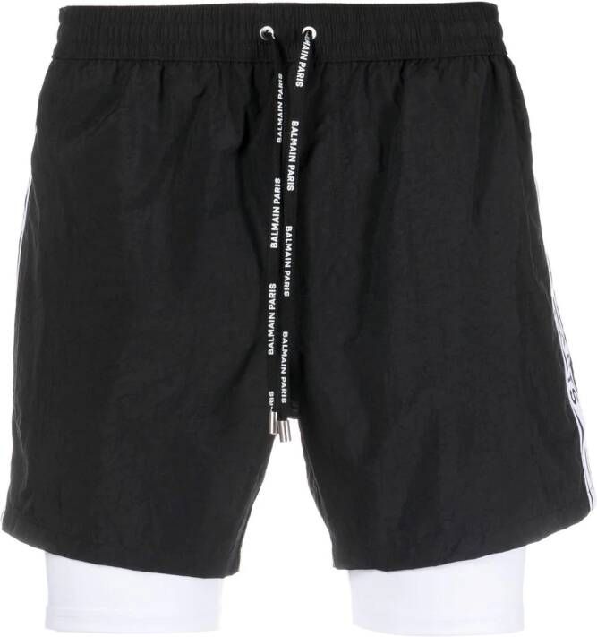 Balmain Gelaagde shorts Zwart