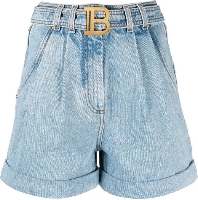 Balmain High waist shorts Blauw