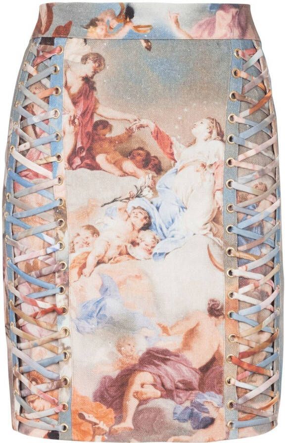 Balmain Hemels bedrukte canvas rok met veters Meerkleurig Dames