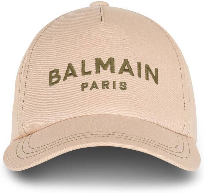 Balmain Cotton cap with logo Beige Heren