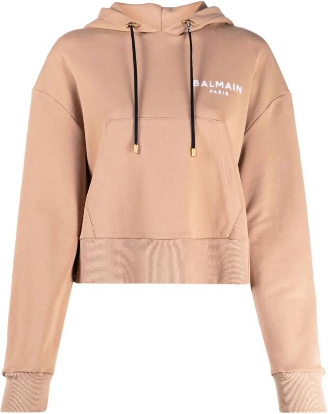 Balmain Hoodie met logo Beige