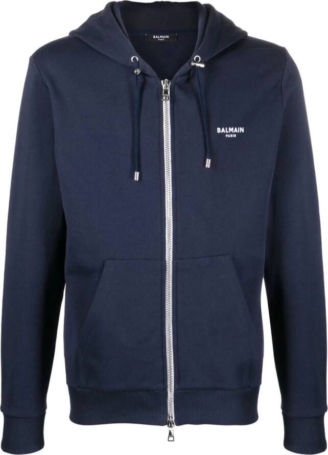 Balmain Hoodie met logo Blauw