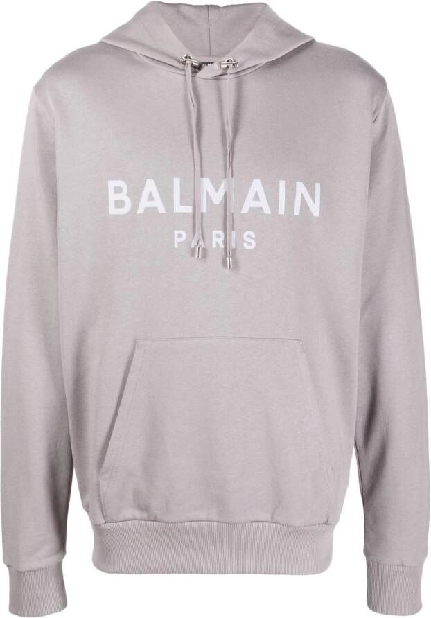 Balmain Hoodie met logoprint Grijs