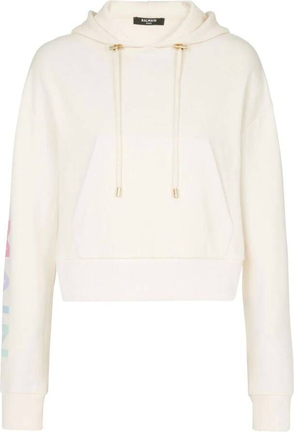 Balmain Hoodie met logoprint Wit