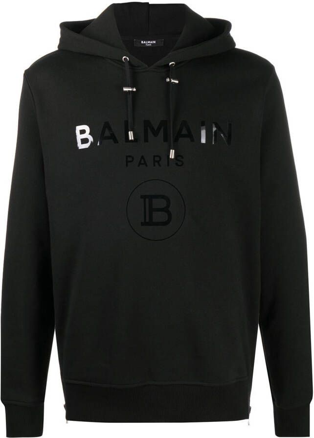 Balmain Hoodie met logoprint Zwart
