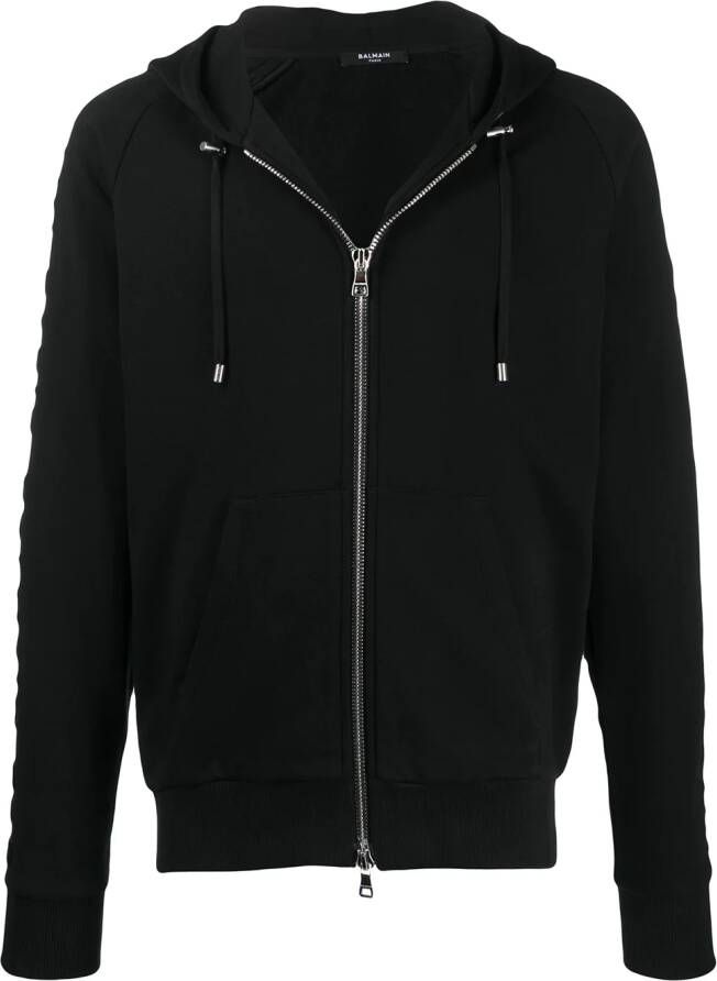 Balmain Hoodie met rits Zwart