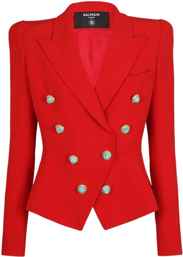 Balmain Slim-fit crepe jacket Rood Dames