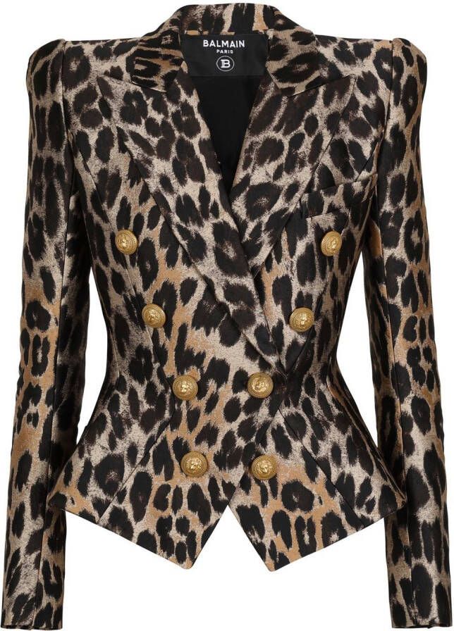 Balmain Slim-fit jacket in leopard jacquard Brown Dames