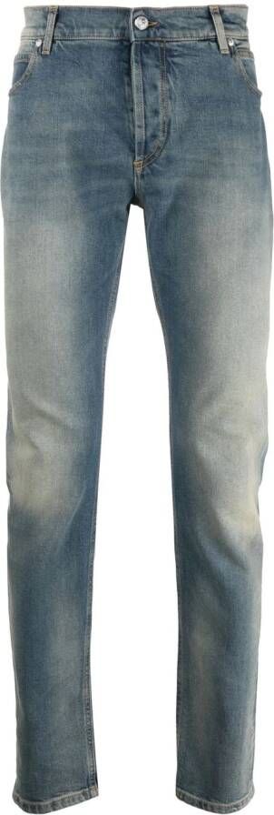 Balmain Slim fit vervaagde katoenen jeans Blauw Heren