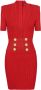 Balmain Jurk met V-hals Rood - Thumbnail 1