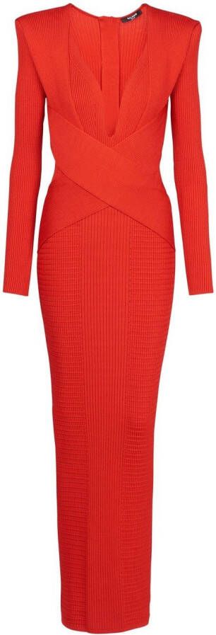 Balmain Robe bodycon en maille Rood Dames