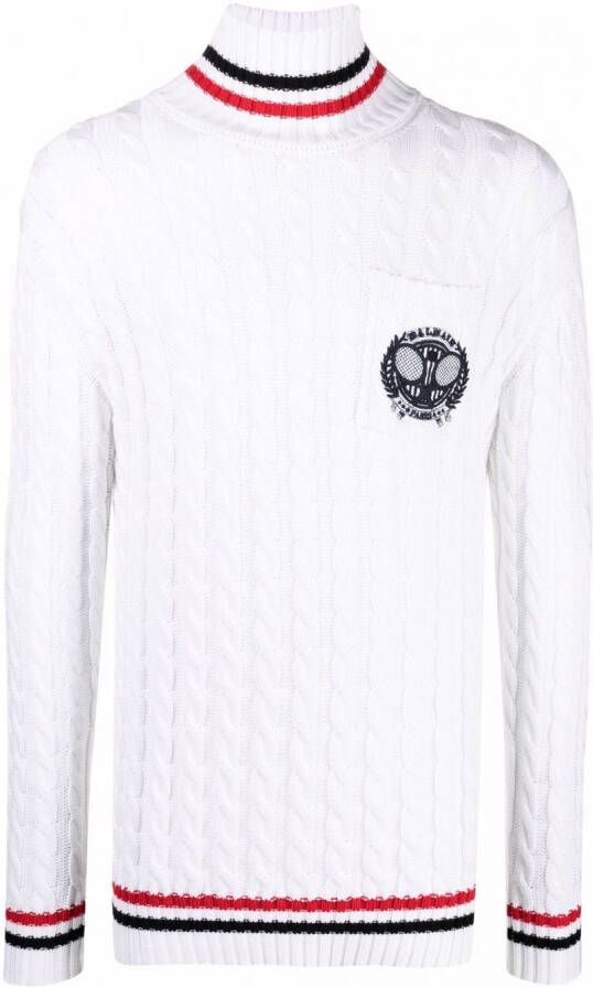 Balmain Kabelgebreide trui Wit