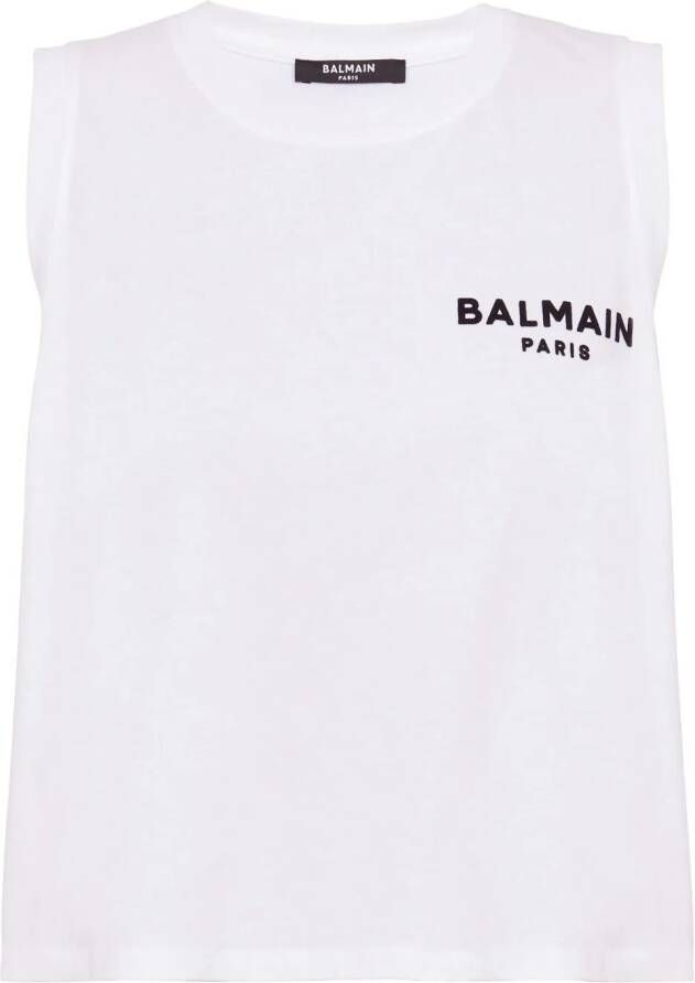 Balmain Katoenen cropped top met logo Wit
