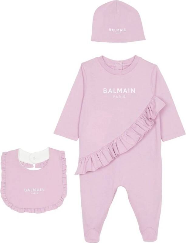 Balmain Kids Babypakje met logoprint Roze