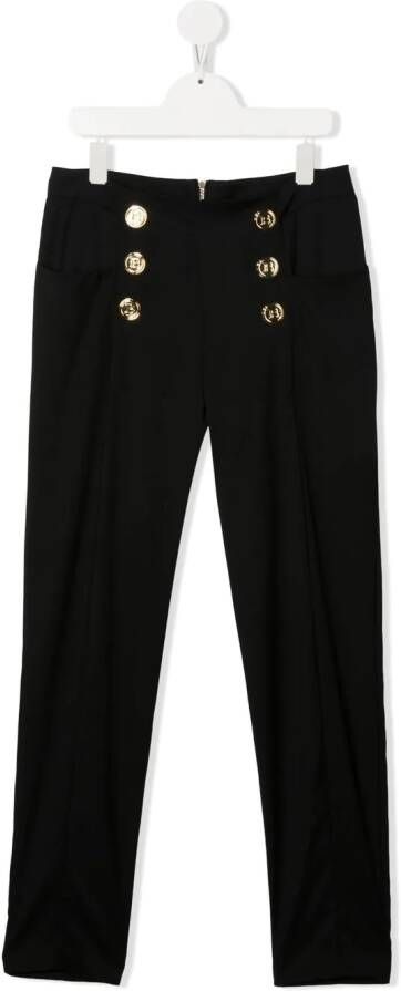 Balmain Kids Broek met decoratieve knopen Zwart