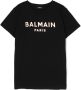 Balmain Kids Katoenen T-shirt met logoprint Zwart - Thumbnail 1