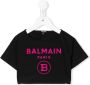 Balmain Kids Cropped T-shirt Zwart - Thumbnail 1