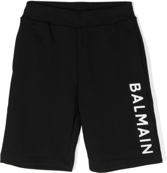Balmain Kids Shorts met logo-reliëf Zwart