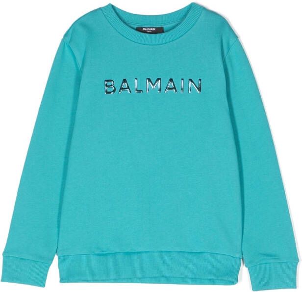 Balmain Kids Katoenen sweater Blauw
